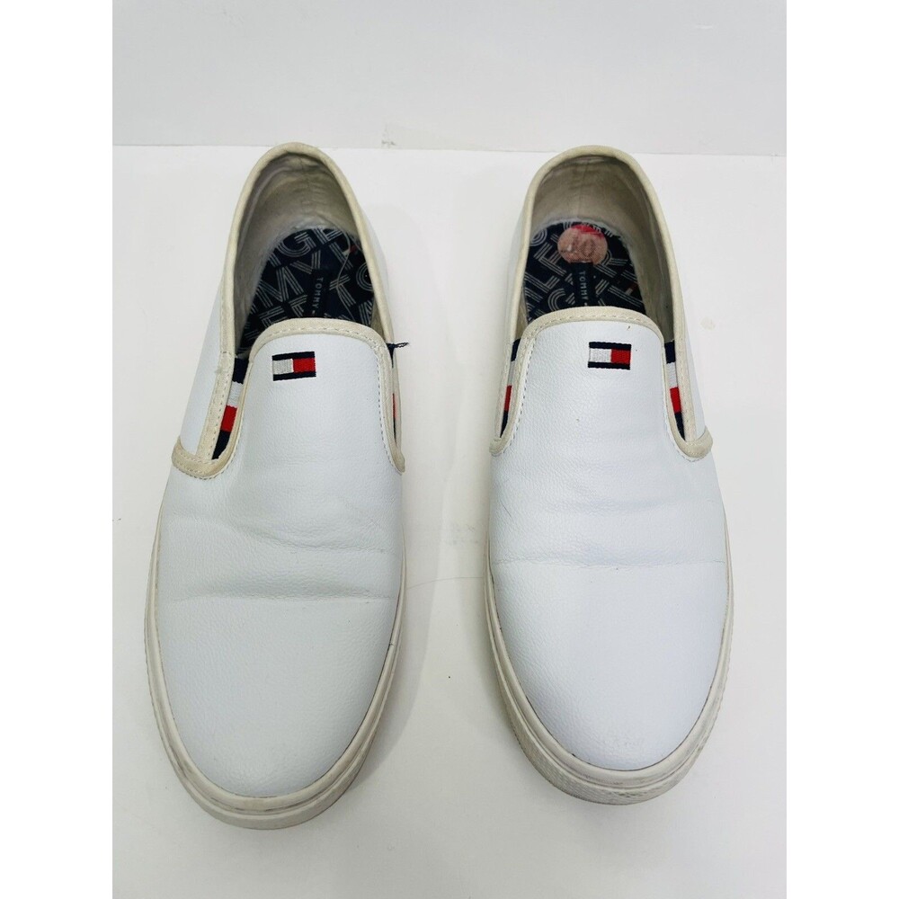 Tommy Hilfiger White Vegan Leather Slip-On Shoes Sneakers Women Sz 10M